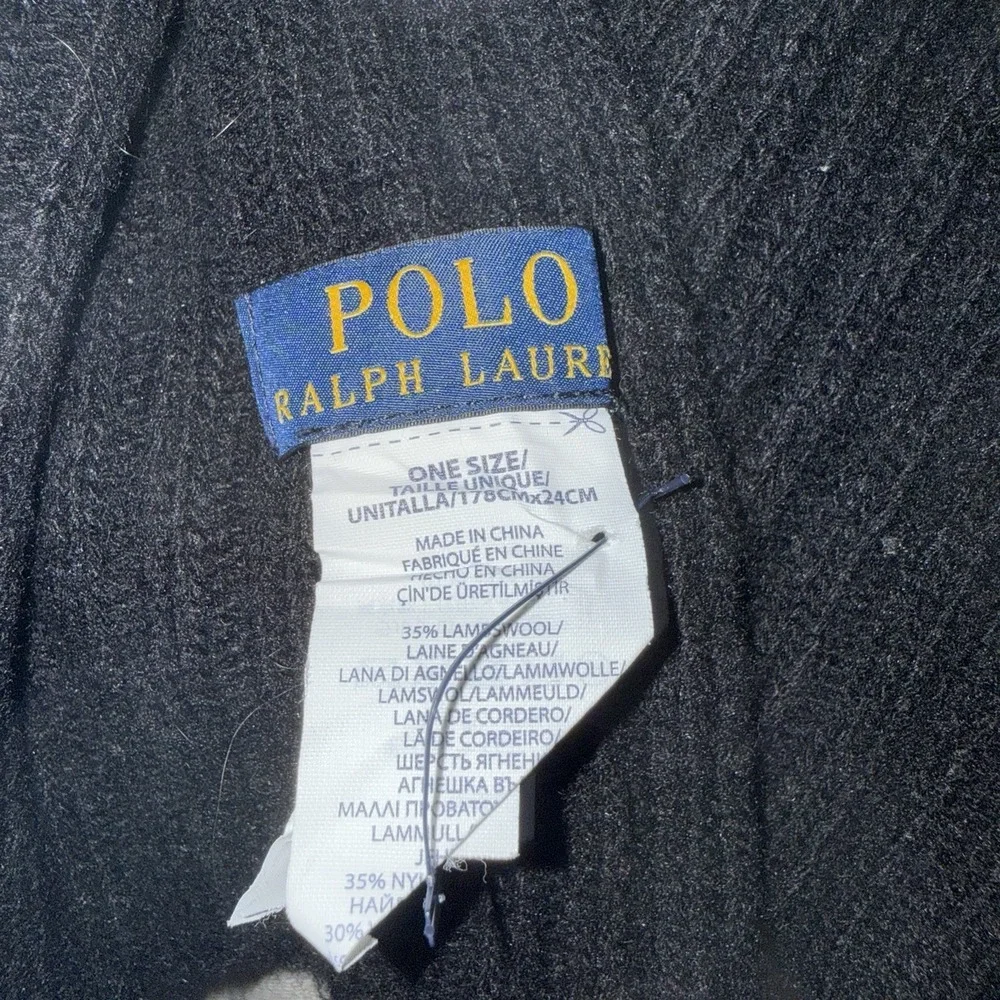 Polo Ralph Lauren Black Unisex Lambswool Knit Scarf